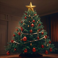 Christmas tree and decorations. generated with AI