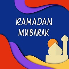 ramadan background with 3d paper cut style