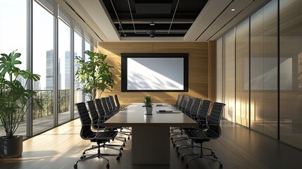 Visualization of a presentation with emphasis on a sleek conference room, projector, and impactful visual content for clear communication