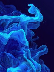 Fototapeta premium A swirling blend of blue smoke or vapor against a dark background, creating a dynamic and ethereal visual effect.