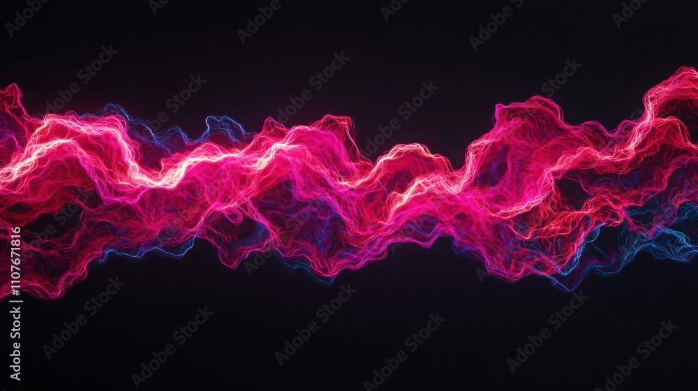 Aufkleber a vibrant, abstract display of colorful waves in shades of pink and blue, set against a dark backgro