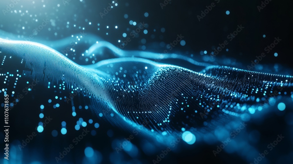 Poster abstract technology background featuring bright plexus polygonal space with interconnected dots and 