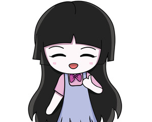 The little girl was admired and gave a thumbs up.illustration vector, eps, cartoon