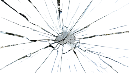 Cracked in glass isolated on a transparent background