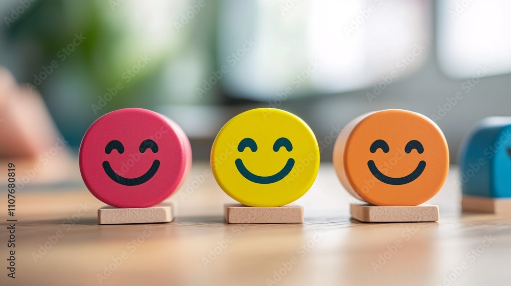 Wall mural concept of customer service satisfaction with visual elements representing positive feedback, effici