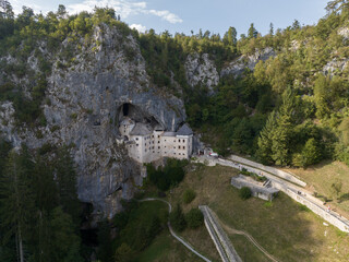 Aerial view of Pradjama Castle, Postojna, Slovenia