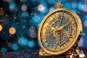 Obraz premium A magical fantasy calendar featuring glowing runes and constellations floating around its edges