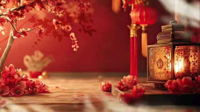 Chinese New Year Arragement with Gift and Lampion Generated by Ai