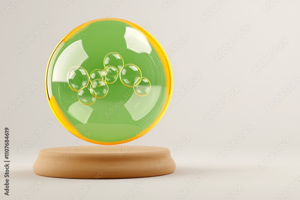 Poster A minimalist design featuring a single bubble with a perfect circular shape on a plain white background
