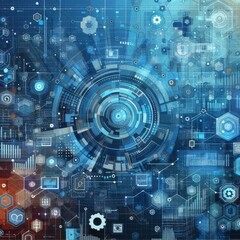Fototapeta premium Background Abstract for Blue colored Tech Finance Fintech Pixel Pattern