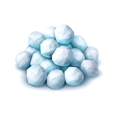 Pile of icy snowballs, winter season.