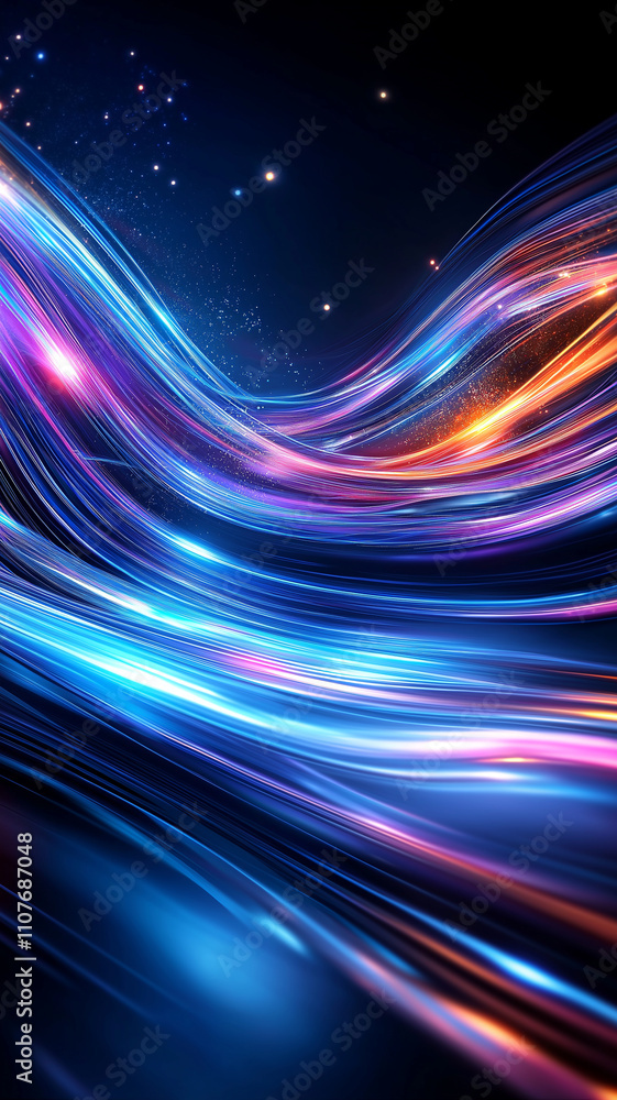 Poster vibrant abstract waves of light create mesmerizing visual experience