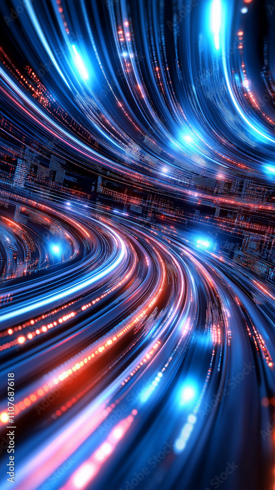 Poster colorful light trails create dynamic and futuristic atmosphere