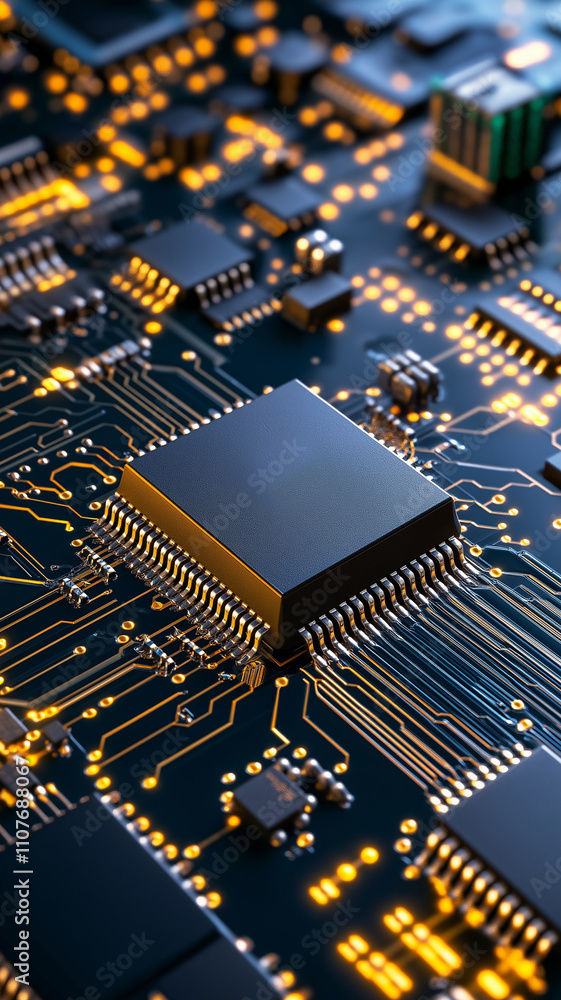 Aufkleber high tech circuit board with glowing components and intricate connections