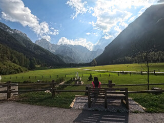 View on mountains by Logar Valley in the slovenian Alps