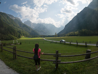 View on mountains by Logar Valley in the slovenian Alps