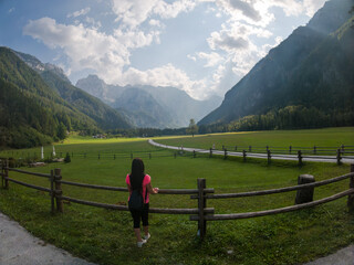 View on mountains by Logar Valley in the slovenian Alps