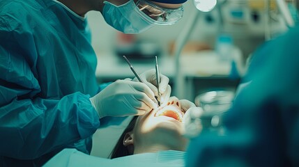 Oral Surgeon Performing a Complex Dental Procedure