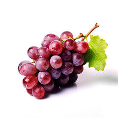 Fototapeta premium Red grape bunch with leaf, isolated.