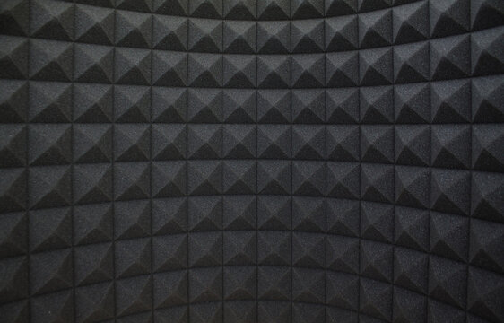 Recording studio cabin background with black acoustic foam for soundproofing