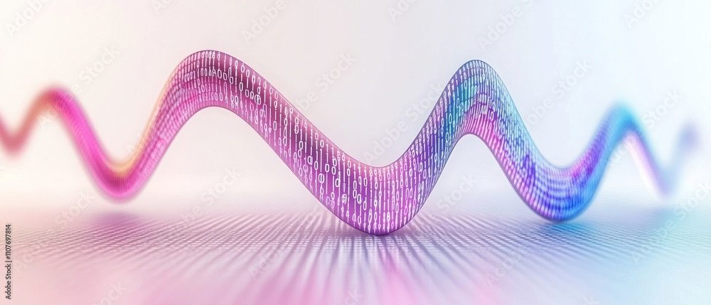Poster A colorful wave-like pattern representing sound or data visualization.
