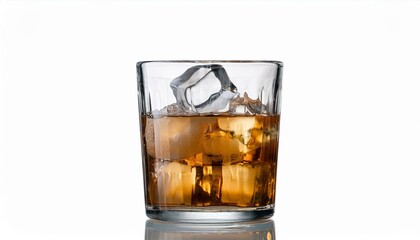 Glass with ice on isolated white background
