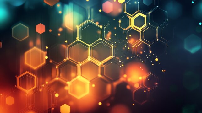  Futuristic abstract technology and medical background with interconnected hexagonal patterns featuring a modern geometric design and blue gradient, perfect for high-tech digital concepts, healthcare 