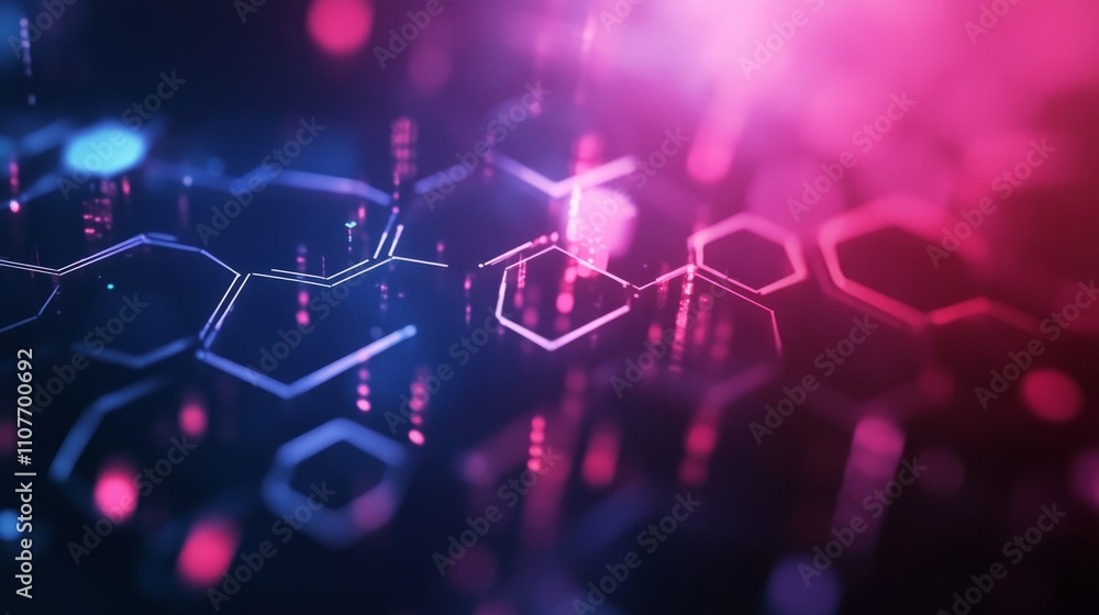 Poster futuristic abstract technology and medical background with interconnected hexagonal patterns featuri