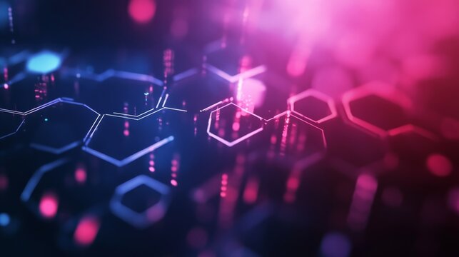  Futuristic abstract technology and medical background with interconnected hexagonal patterns featuring a modern geometric design and blue gradient, perfect for high-tech digital concepts, healthcare 
