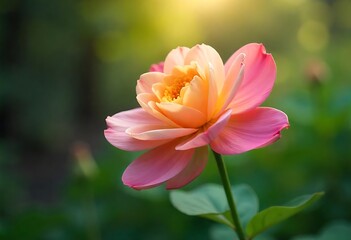 Fototapeta premium Beautiful Pink Lotus Flower Blooming in Natural Light