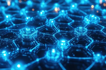 Bonding structure of materials science are relying on knowledge from physics chemistry biology and geology. Glowing blue hexagonal network structure