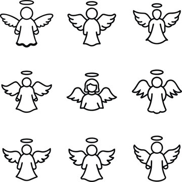 God archangels, angels, cherub cherubim, and saint. Vector illustrations depict list of Christian archangels or angels from heaven.