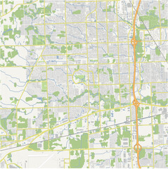 Obraz premium Map of Canton in Michigan in a normal road map style. Contains layered vector with roads water, parks, etc.