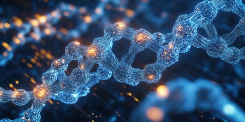 Bonding structure of materials science are relying on knowledge from physics chemistry biology and geology. Digital representation of DNA strands in blue hues