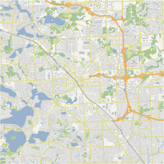 Obraz premium Map of Pontiac in Michigan in a normal road map style. Contains layered vector with roads water, parks, etc.