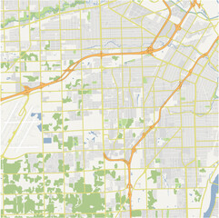 Obraz premium Map of Taylor in Michigan in a normal road map style. Contains layered vector with roads water, parks, etc.