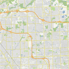 Obraz premium Map of Troy in Michigan in a normal road map style. Contains layered vector with roads water, parks, etc.