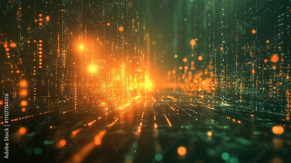 Aufkleber abstract digital background with glowing lines and particles. (1)