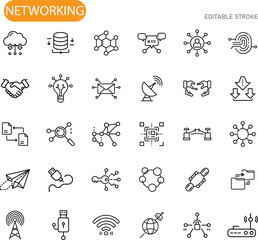 Networking Icons Connectivity, Data, Communication, Technology, Cloud