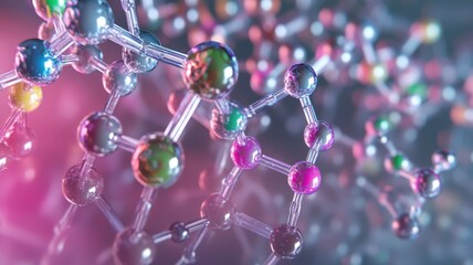 Bonding structure of materials science are relying on knowledge from physics chemistry biology and geology. Colorful molecular structure with glowing effects