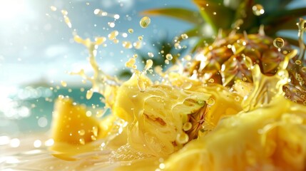 Succulent Pineapple Delight Refreshing Tropical Splashes for Summer Vibes Perfect for Travel Tourism Ads