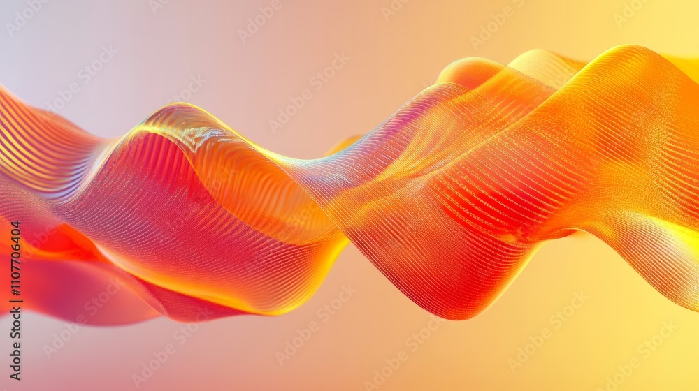 Poster technology background featuring a 3d wave of musical sound frequencies with smooth flowing lines and