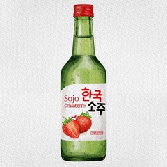 Draw Korean alcoholic soju, strawberry flavor.