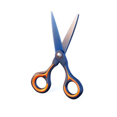 Sharp orange and black scissors isolated on white.