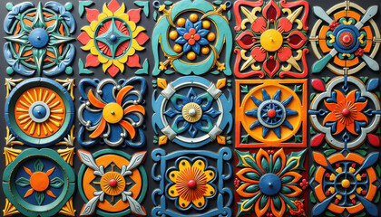 Vibrant Celtic knot tile design with colorful patterns and intricate details