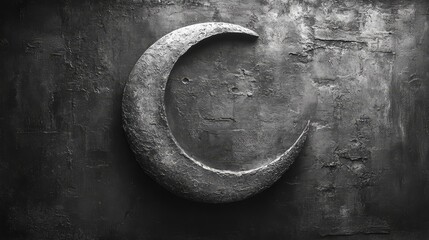 Crescent moon pendant on textured dark background