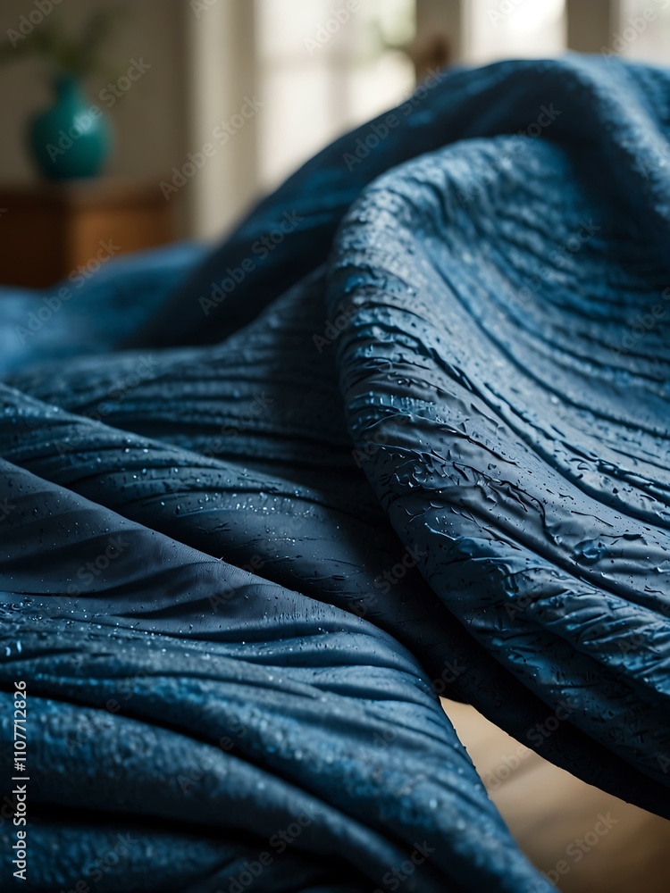 Aufkleber mesmerizing wave of blue fabric creating a tranquil atmosphere.