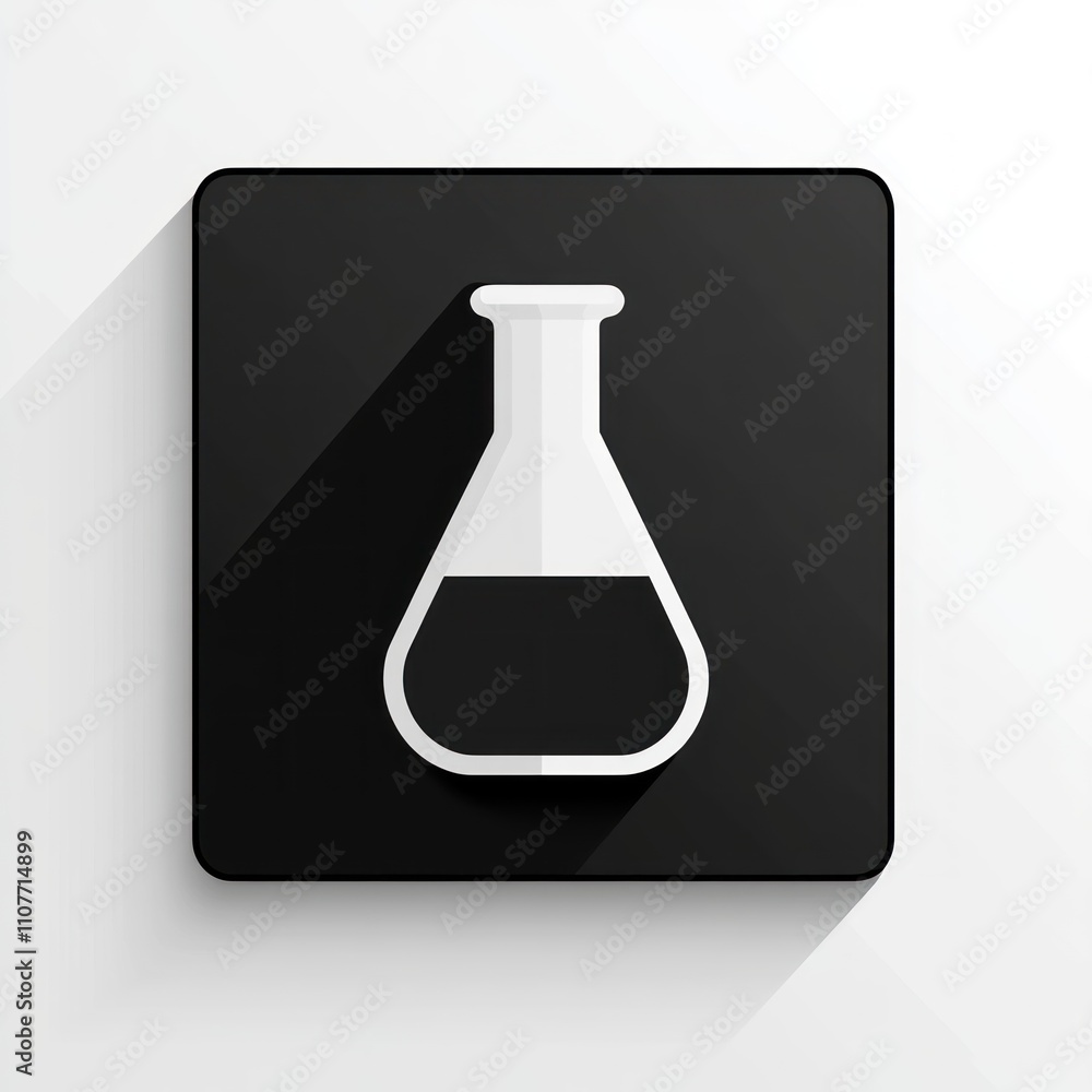 Poster simple black square icon of a lab flask.