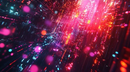 Obraz premium Cybersecurity and AI concept with colorful data nodes and dynamic visuals