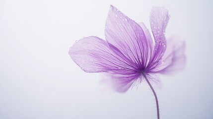Obraz premium Delicate Purple Flower Petal Dew Drops
